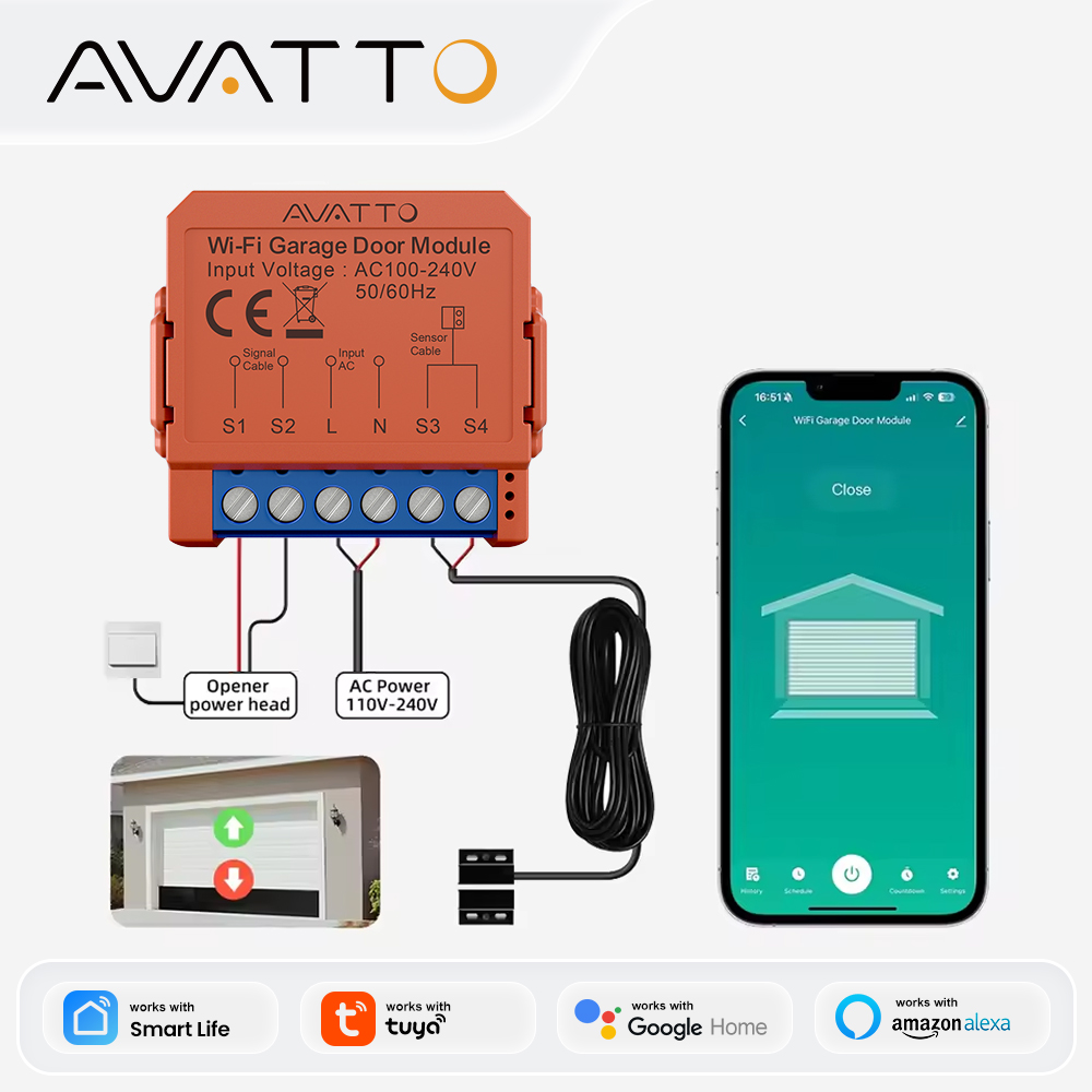 Smart Home Voice Assistant - AVATTO WiFi Apriporta Garage Intelligente con
