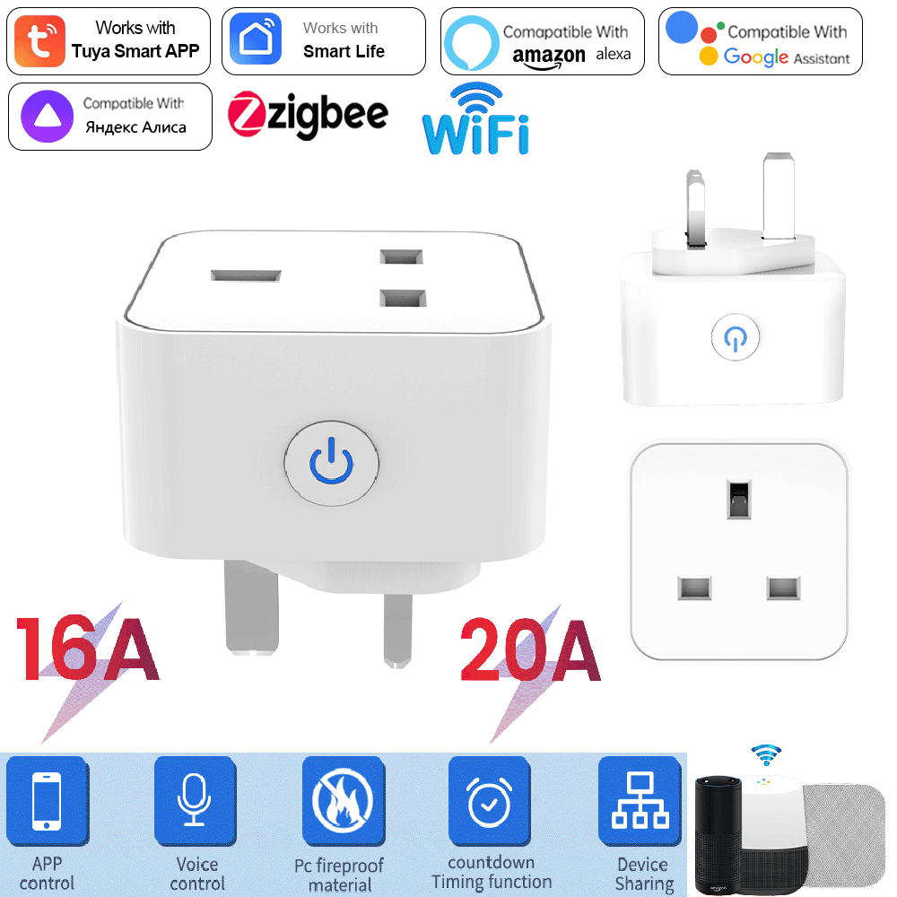 Smart Home Voice Assistant - Presa Intelligente Tuya 16A/20A WiFi o