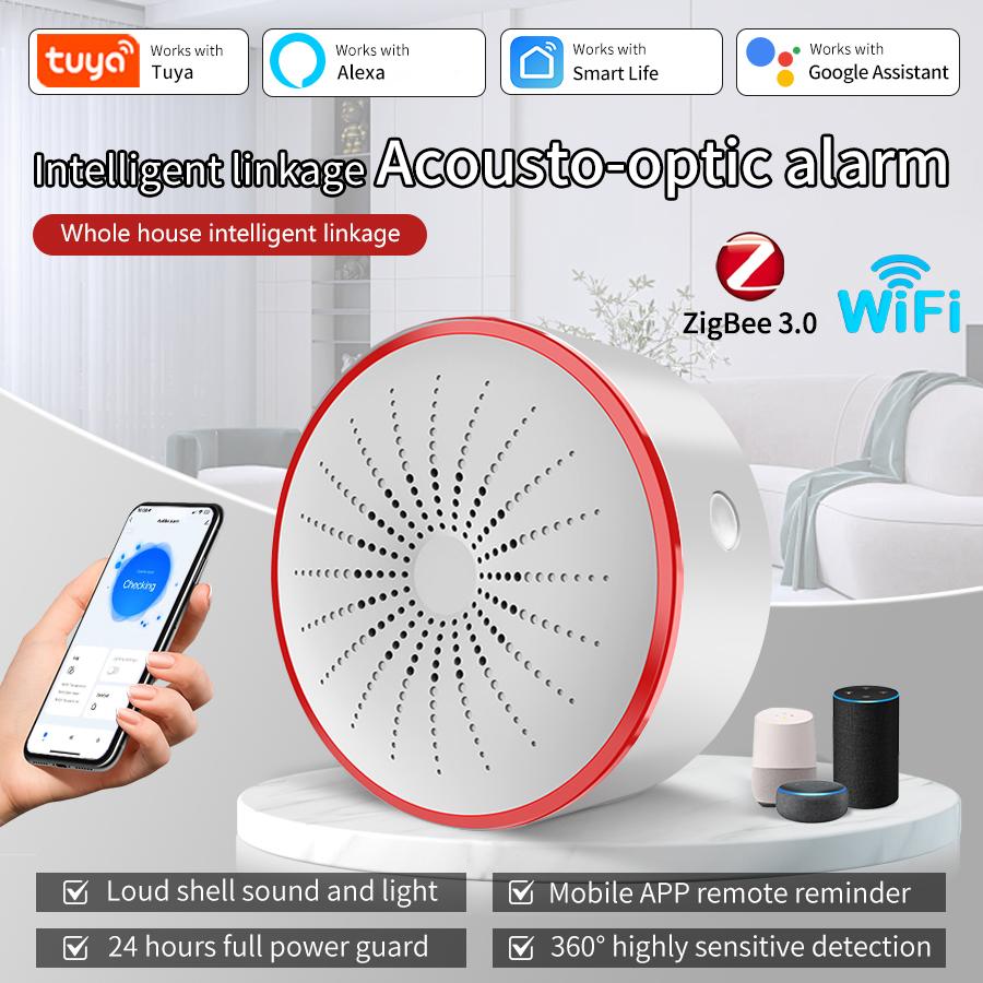 Smart Home Voice Assistant - Sirena d'Allarme Intelligente Tuya WiFi ZigBee,