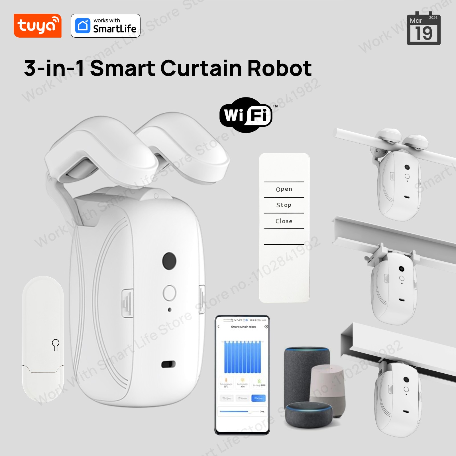 Smart Home Gira - 1/2 Pezzi Robot Tenda Intelligente Tuya